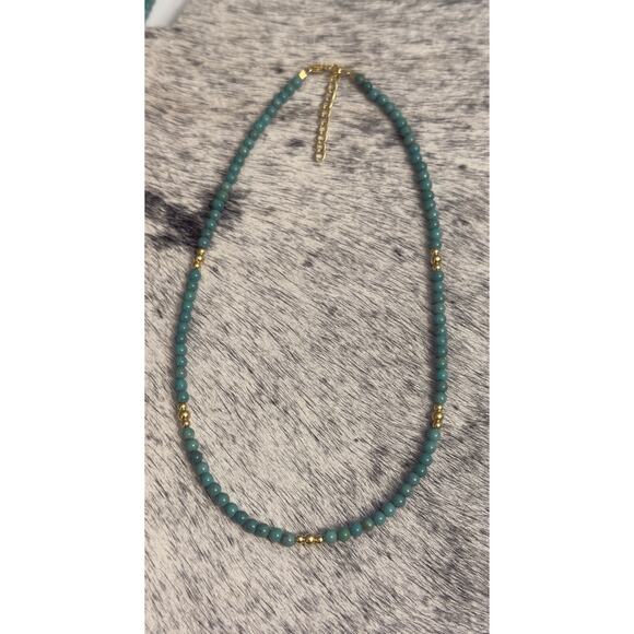 Native Sterling 925 Gold Beaded Navajo Pearl Turquoise Round Necklace 16”-18” - Picture 7 of 11